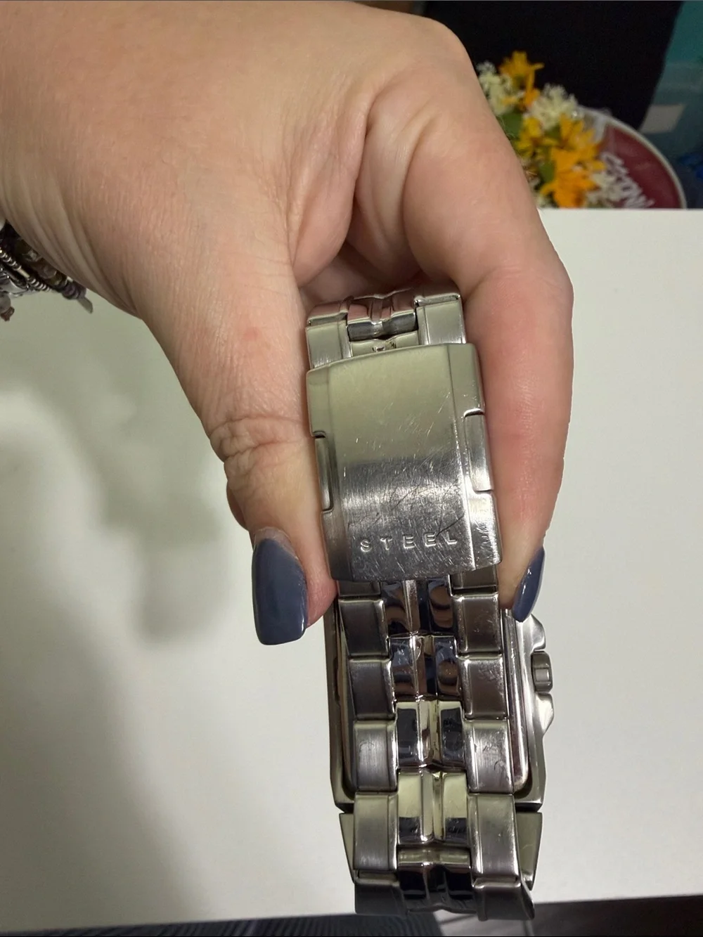 GUESS Silver-Tone Square Men's Bracelet Watch